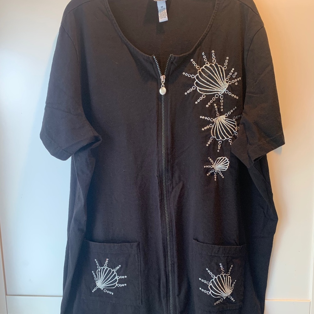 Cotton, zip front beach cover-up